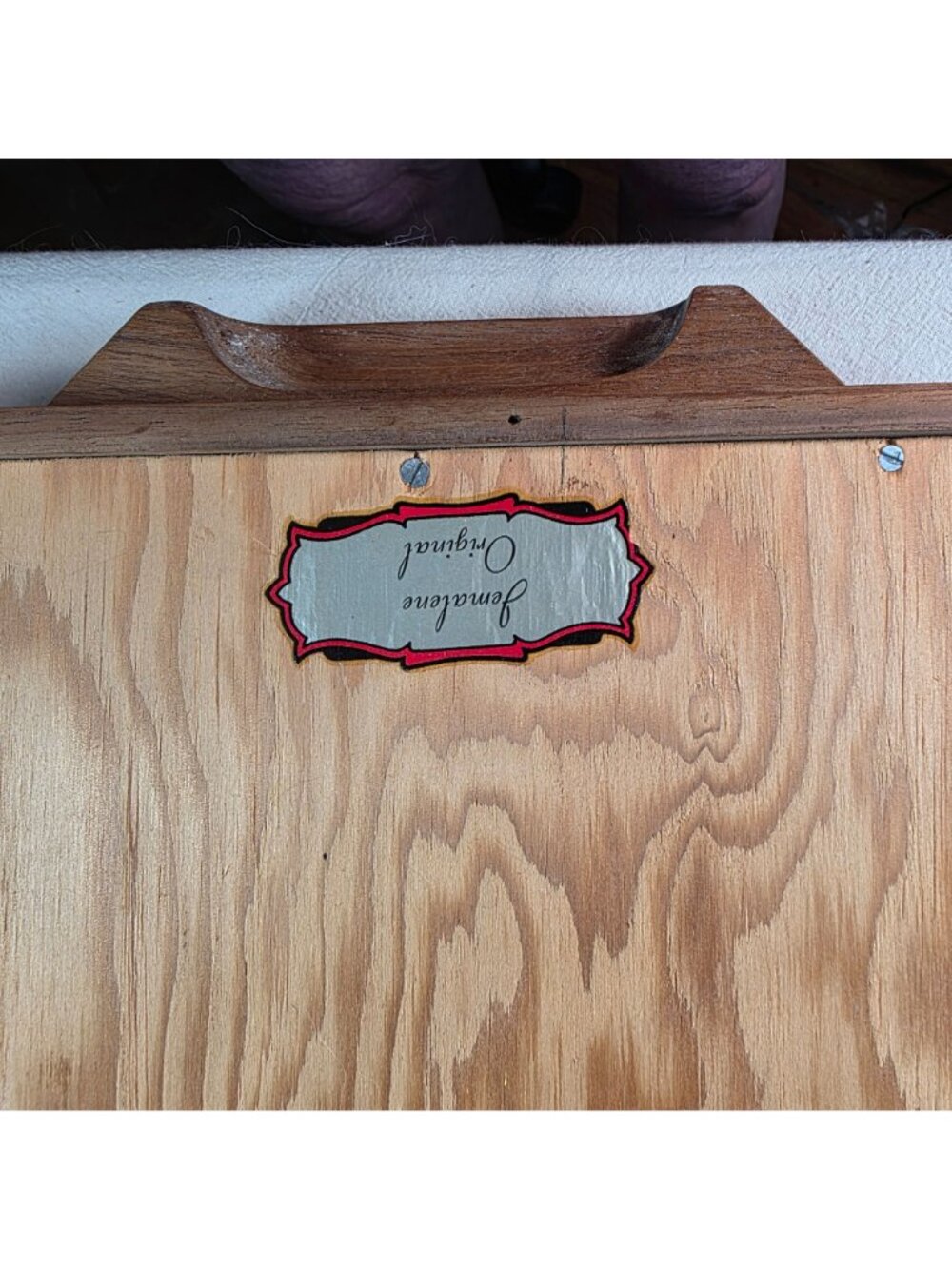 Vintage Wooden Serving Tray With Hand-Painted Glass Floral Design & Handles Jeme - Picture 5 of 6